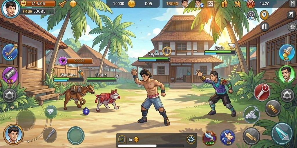 Screenshot memperlihatkan layar kustomisasi karakter yang menarik.